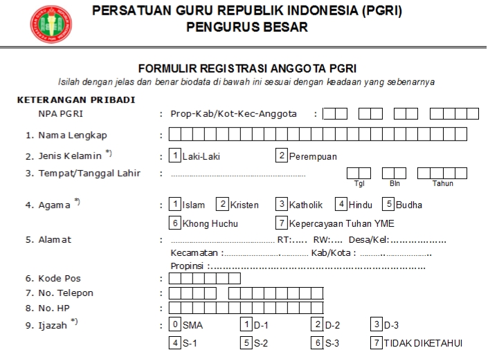 Pendaftaran PGRI Pasangkayu - Persatuan Guru Republik Indonesia Cabang Pasangkayu